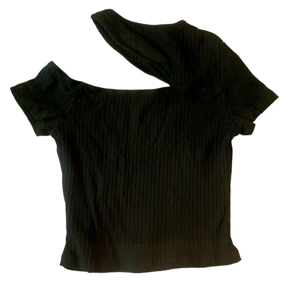 NWOT Asymmetrical cutout crop top festival party stretchy Shein ribbed top - Picture 4 of 9